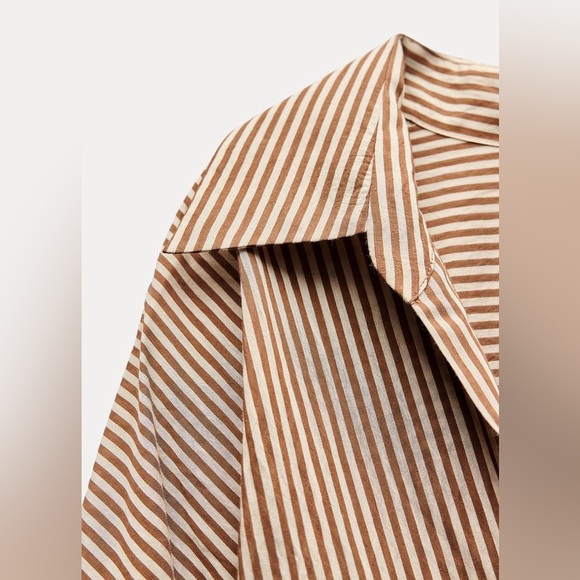 NWT! Zara striped midi dress - brown/creme - Picture 2 of 6
